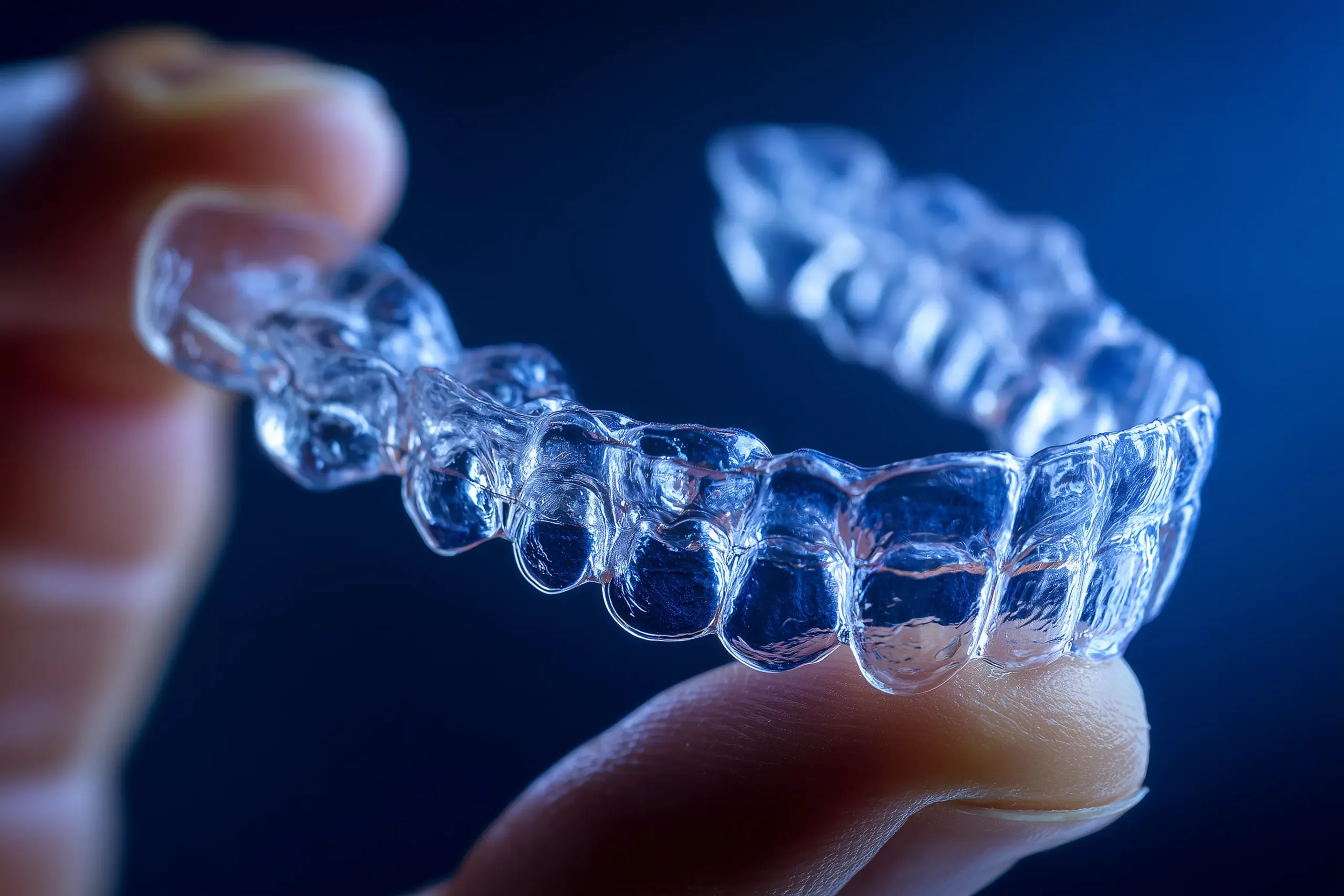 Alineadores invisibles transparentes diseñados a medida en Exocad Ortho
